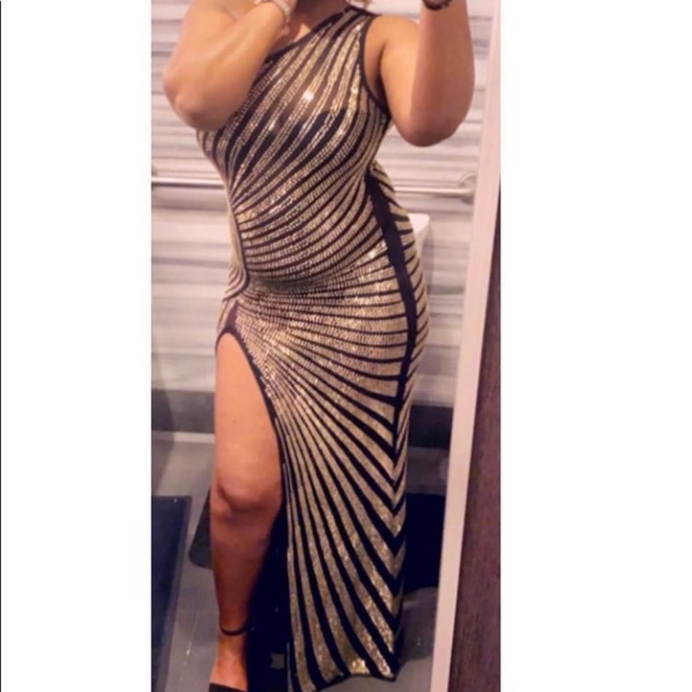 Black & Gold Split Dress